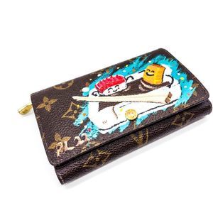 Louis Vuitton 💎 Canvas Designer Hand-Painted Sushi Art Signed Wallet